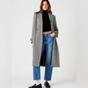 Steve Madden Women's Prince Herringbone Double-Breasted Top Coat Size Small NEW